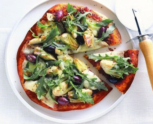 Sundried Tomato Pesto and Artichoke Pizza