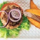 Pork and Mushroom Burgers with Sweet Potato Wedges